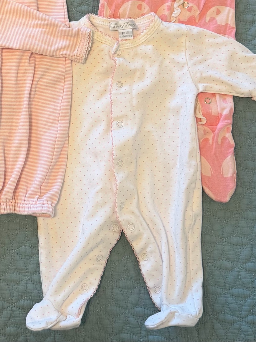 Kissy Kissy Pink & White Polka Dot Footed One-Piece